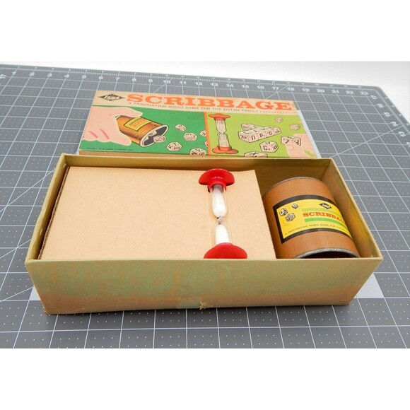 Vintage Lowe Scribbage Game No 954 Complete Original Box Word Game Timer - Picture 6 of 8